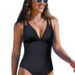 2026 New Backless Swimsuit For Women, Sexy V-Neck Tie Waist Slimming One-Piece Swimwear_desvips.com