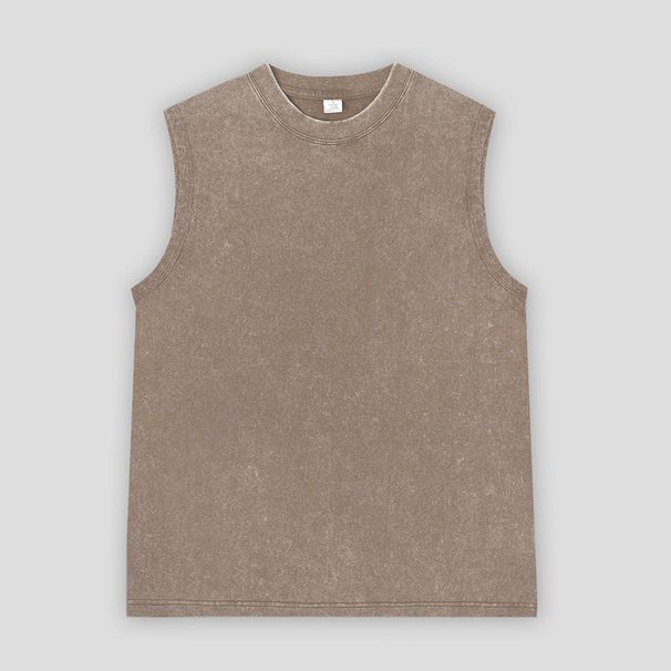 Hip Pop Vintage Acid Wash Cotton Tank For Men Women Gym Workout Bodybuilding Sports Vest Casual Sleeveless Tees Tops_desvips.com