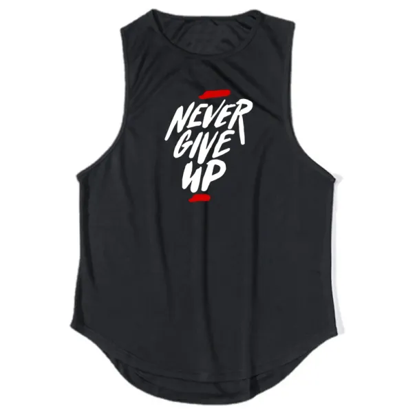 Never Give Up Men's Running Vest Loose Mesh Quick Dry Breathable Muscle Training Bodybuilding Fitness Basketball Sports_desvips.com