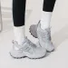 Womens White Grey Chunky Dad Sneakers Breathable Mesh Upper Non Slip Sole For Street Style_desvips.com