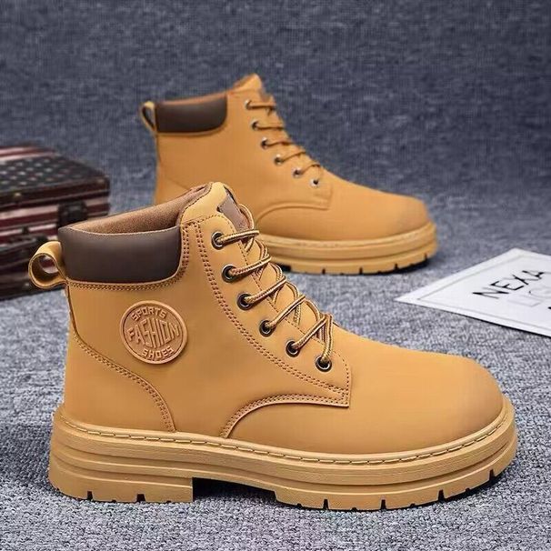 【 Store Hot Sale 】 Big Yellow 2025 Autumn Winter Men's Martin Boots Workwear Waterproof And Anti Slip Mountaineering_desvips.com