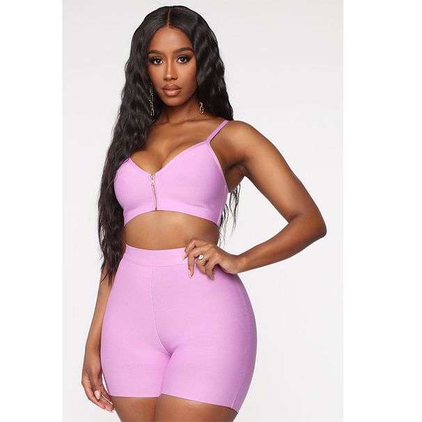 Summer Women's Sports Casual Two-Piece Set: Backless Strap V-Neck Sleeveless Shorts Outfit. Cross-Border Trade Supply_desvips.com