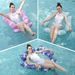 The New Printed Swimming Pool Inflatable Four-tube Leaf Pattern Floating Row Can Be Folded Water Single Deck Chair Floating Row_desvips.com
