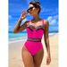 2025 New Push-Up Double Shoulder Sexy Backless One-Piece Bikini Swimsuit_desvips.com