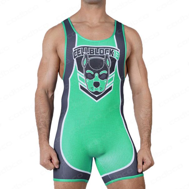 New Men's Wrestling Singlet Su Sleeveless Boxing One Piece Bodysu Tummy Control Wear GYM Triathlon PowerLifting_desvips.com