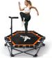 Klappbares Indoor Trampolin Orange Höhenverstellbarer Handgriff 150kg Ø86 5cm Fitness Zuhause_desvips.com