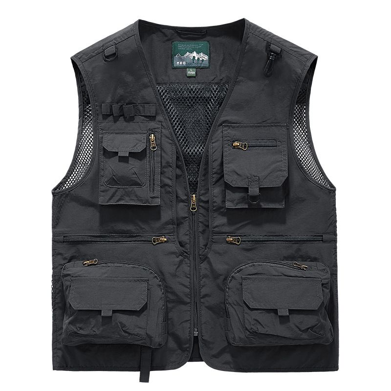 Vest Custom Printed Logo Photographer Director Vest Outdoor Mountaineering Publicity Vest Multi Pocket Overalls_desvips.com