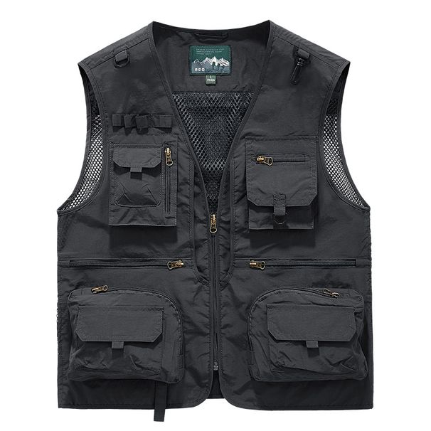 Vest Custom Printed Logo Photographer Director Vest Outdoor Mountaineering Publicity Vest Multi Pocket Overalls_desvips.com