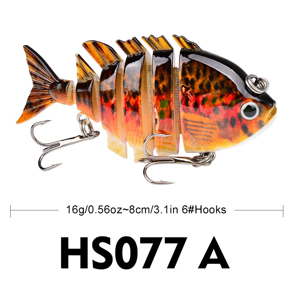 Bionic Plastic Hard 6-Section Multi-Section Fishing Lure 8cm 16g Perch Bass Universal Bait HS077_desvips.com