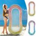 Eco-Friendly PVC Floating Lounger - Foldable Beach Bed With Mesh Backrest & Glitter Gradient (Orange-Pink Heavy-Duty Portable For Pool/Sea)_desvips.com