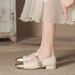 Genuine leather Mary Jane women's shoes 2024 summer new style small fragrance style color matching low heel single shoes female mage shallow mouth _desvips.com
