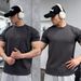 Spring Summer Men's Heavyweight Patchwork Short Sleeve Anti-Wrinkle High Elasticity Firm Fit Running Training Sports_desvips.com