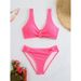 Separate Solid Color Bikini With High Waist Cover_desvips.com