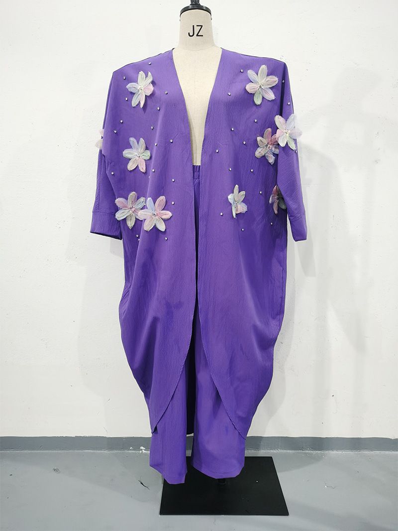 Women's Clothing Commuter Long Sleeve Two piece Suit Three dimensional Butterfly Decoration Thin Breathable_desvips.com