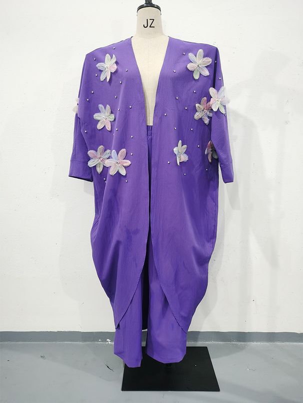 Women's Clothing Commuter Long Sleeve Two piece Suit Three dimensional Butterfly Decoration Thin Breathable_desvips.com
