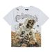 American Retro Skull Print Summer Casual Trend Hip-Hop Washed Short Sleeve T-Shirt_desvips.com