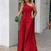 Women's Clothing Fashion 2023 Summer Slant Collar Single Side Lace Irregular Off Shoulder High Waist Pocket Wide Leg Pants Casual Jumpsuit_desvips.com
