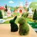 Artificial Grass Ceramic Rabbit Ornament, Green Plush-coated, Easter Foam Animal, Moss, Creative Moss DIY_desvips.com