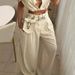 Women's fashion solid color lapel sexy sleeveless top casual pants suit_desvips.com