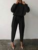Women's loose solid color long-sleeved casual two-piece set_desvips.com