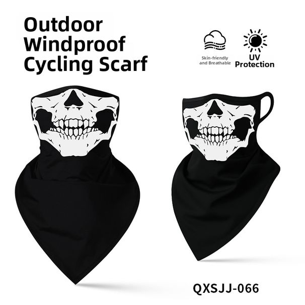 Ice Silk Face Mask Breathable Cycling Neck Warmer Quick Drying Skull Print Bandana For Women Thin Sports Triangular Bandana_desvips.com