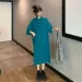Dongdaemun Korean Style Casual Polo Collar For Women Summer New Plus Size Loose Slimming Long Dress Trendy_desvips.com