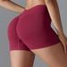 Cross-Border Seamless Knitted Solid Color Tight Peach Hip V-Waist Yoga Sports Running Fitness Three-Point Shorts For_desvips.com