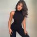 European and American new women's fashion high collar tight high waist casual solid color sports jumpsuit for women_desvips.com