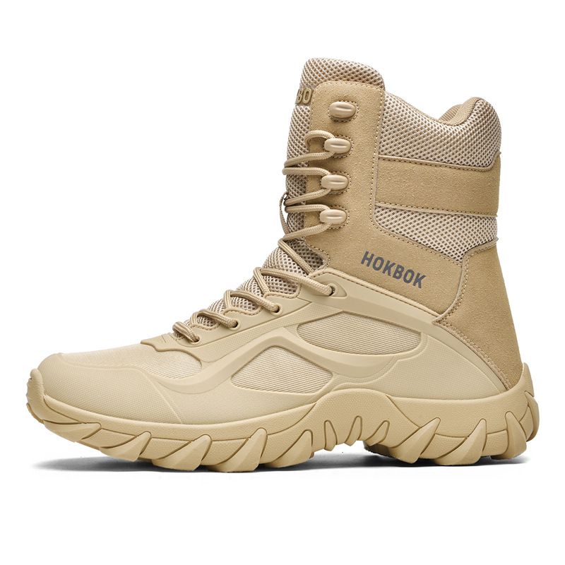 Men's Tactical High-Top Hiking Non-Slip Breathable Training Desert Outdoor Camping Work Boots Climbing Shoes_desvips.com