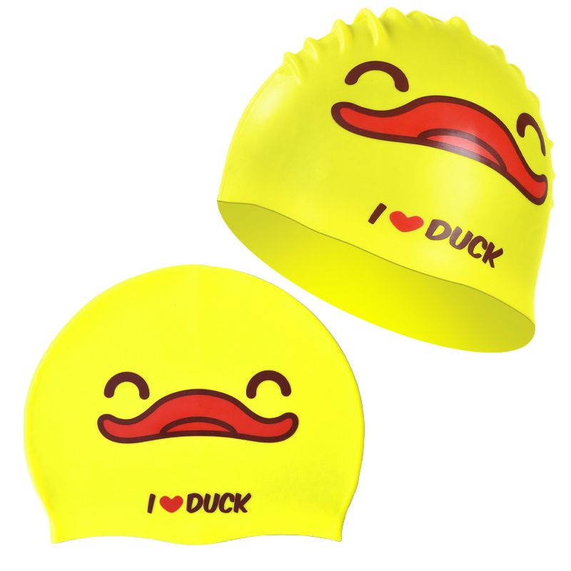 Children's Unisex Cartoon Silicone Non-Tightening Swim Cap Printed Fashion High Elastic Training Swimming Supplies_desvips.com