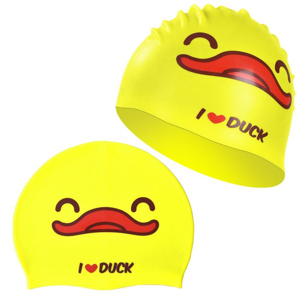 Children's Unisex Cartoon Silicone Non-Tightening Swim Cap Printed Fashion High Elastic Training Swimming Supplies_desvips.com