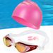 Anti Fog Electroplated Swimming Goggles + Silicone Swimming Cap + Silicone Nose Clip Earplugs Five Piece Set Bag_desvips.com