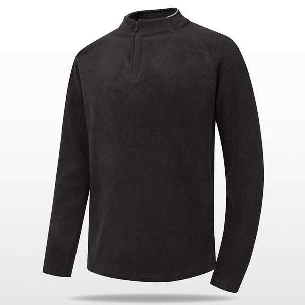 American Style Heavyweight Half Zip Stand Collar Sweatshirt For Men, Winter Fleece Jacket, Extra Thick Fleece Base Layer, Double Sided Fleece._desvips.com