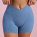 Women's High-Waisted Ribbed Yoga Shorts Hip Lifting Three Quarter Length Fitness Moisture Wicking Sweat Control Running Pants_desvips.com