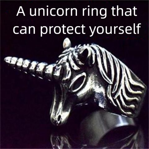 Unique And Domineering Unicorn Men's Self-Defense Titanium Steel Trendy Retro Punk Style Weapon Finger Ring For Women_desvips.com