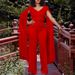 women's fashion solid color ribbon splicing short top wide-leg pants dress suit women_desvips.com