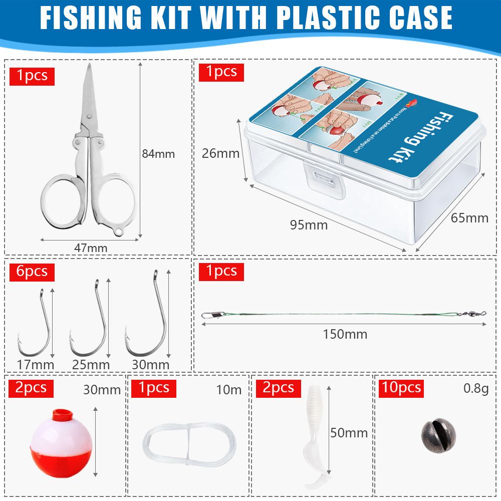 Shark Skimmer | 24-Piece Cross-Border Emergency Scissors Float Line Lead Bite Gear Lure Fishing Set_desvips.com