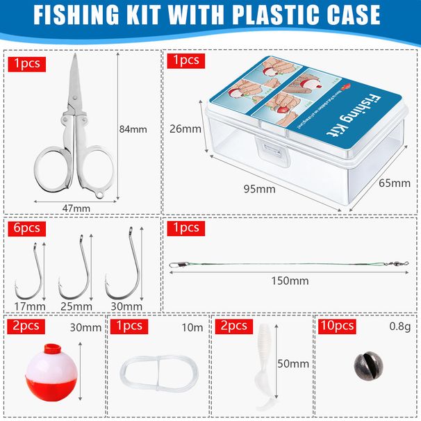 Shark Skimmer | 24-Piece Cross-Border Emergency Scissors Float Line Lead Bite Gear Lure Fishing Set_desvips.com