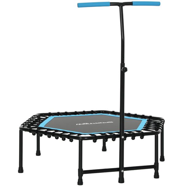 Trampolín De Fitness 114x114x132 Cm Con Mango Ajustable De 3 Niveles Y Marco De Acero Azul_desvips.com