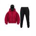 New Double Hood Hooded Sweatshirt DIY Plain Men And Women Autumn Winter Couple Zipper Hoodie Sweatpants Set_desvips.com