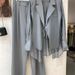 Women's Clothing High grade sun proof suit in summer chiffon splicing two piece jacket, high waist wide leg trousers, two piece suit_desvips.com