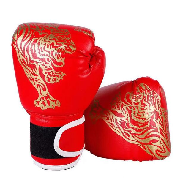 New Red Flame Tiger Fighter King for Adult and Children Sanda Taekwondo Training Gloves Boxing Set_desvips.com