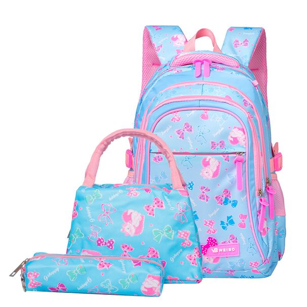 Student school bag three-piece set fashion printed backpack cute large capacity backpack_desvips.com