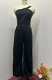 Women's Clothing summer new fashion slanted shoulder collar waist solid color wide leg jumpsuit for women_desvips.com