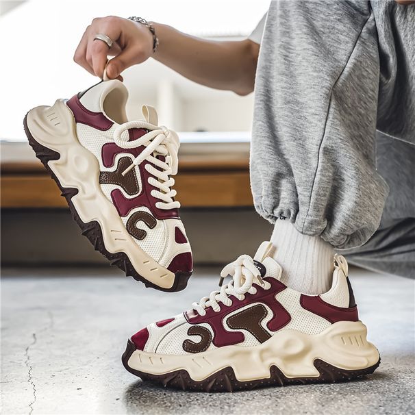 Four Season Height Increasing Men's Casual Breathable Trendy Shoes, 2024 Summer New Thick Soled Sports Dad Shoes_desvips.com