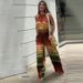 Women's Clothing Summer New Fashion Round Neck Sleeveless Waist Contrast Color Wide Leg Jumpsuit_desvips.com