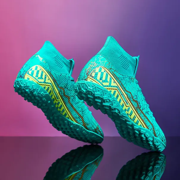 Men's High Ankle Soccer Shoes Society Breathable Football Field Boots Tf Fg Outdoor Training Sport Footwear_desvips.com