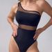 Solid Color One-shoulder Hollowed-out Sexy Mesh One-piece Swimsuit_desvips.com