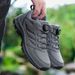 Male Sneakers Stylish Rotating Buckle Hiking Boots Solid Color Comfortable Non-slip Sporty Plus Size Men Shoes Leather_desvips.com