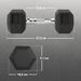 Ensemble D'haltères Courtes, Lot De 2 Haltères Hexagonaux Recouverts De Caoutchouc, Acier Noir_desvips.com